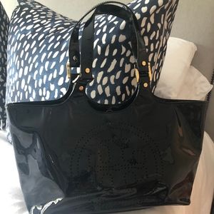 Tory Burch Black Patent Bombe tote